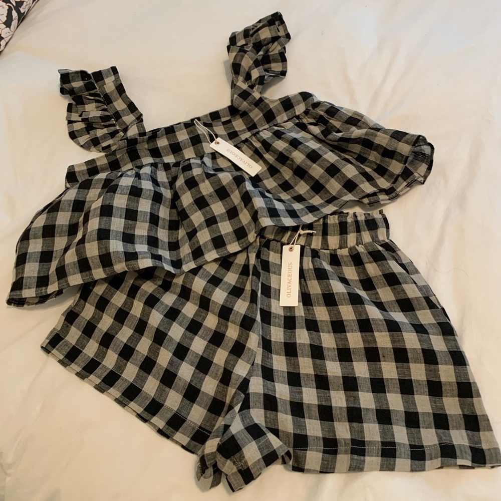 OLIVACEOUS Gingham Matching Set